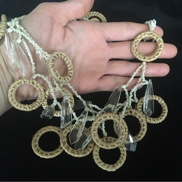 Beaded Basket Weave Style Necklace and Earrings Set - Picture 3 of 11